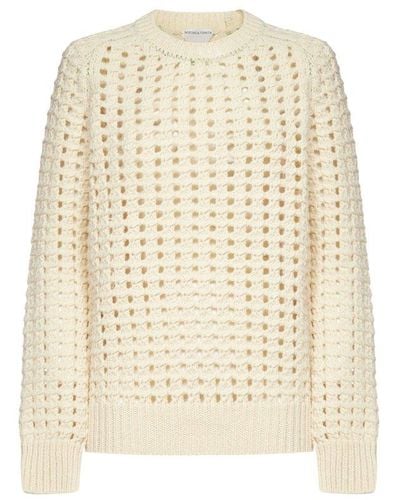 Bottega Veneta Open-knitted Crewneck Sweater - White