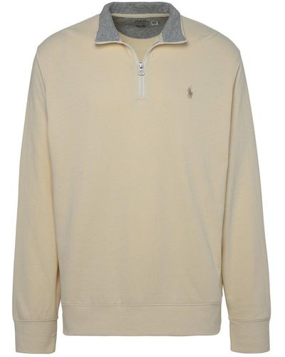 Polo Ralph Lauren Pony Logo Embroidered Zipped Sweater - Natural