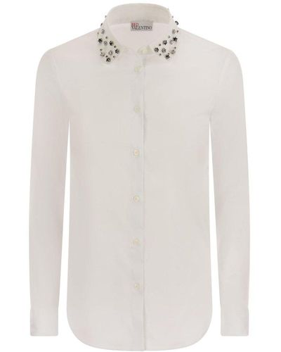 RED Valentino Red Star Embroidered Long-sleeved Shirt - White