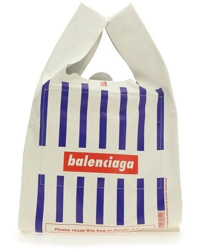 Balenciaga Logo Printed Monday Shopper Bag - White