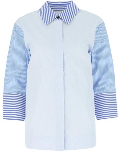 Co. Striped Three-quarter Sleeved Shirt - Blue