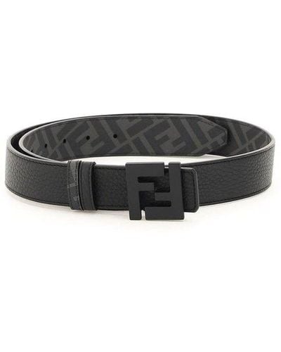 Fendi Ff Brand-plaque Reversible Leather Belt - Black