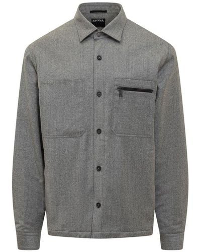 Zegna Long Sleeved Shirt Jacket - Grey