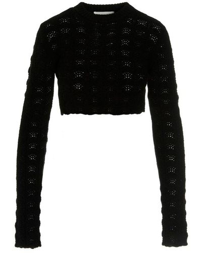 Sportmax Medea Long-sleeved Cropped Sweater - Black