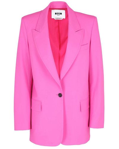 MSGM Single-breasted Long-sleeved Blazer - Pink