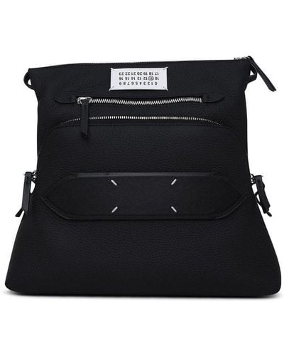 Maison Margiela Logo Patch Zip-up Shoulder Bag - Black