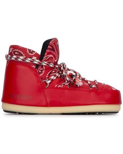Alanui Bandana-printed Lace-up Snow Boots - Red