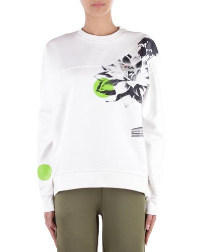 Fila Graphic Printed Crewneck Sweatshirt - White