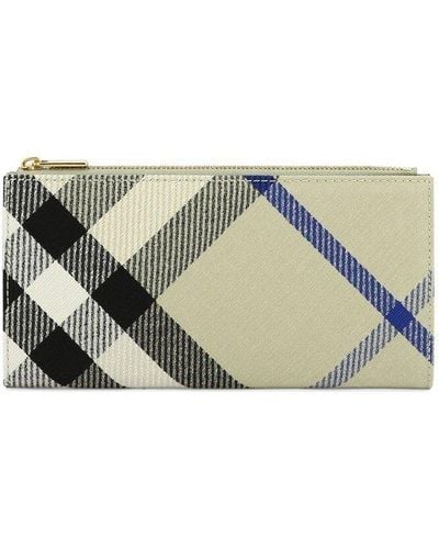 Burberry Checked Large Bifold Wallet - Grey