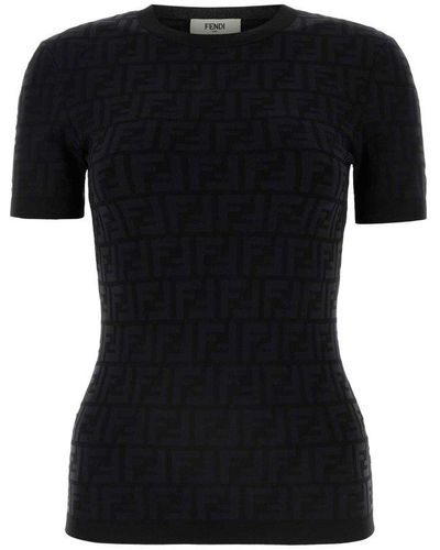 Fendi Crewneck Short-sleeved Sweater - Black