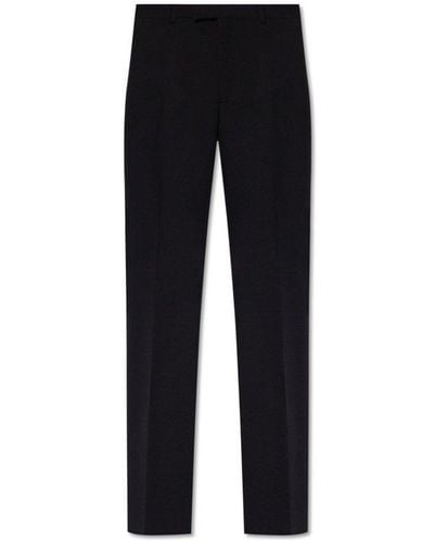 Ferragamo Wool Pleat-Front Pants - Black