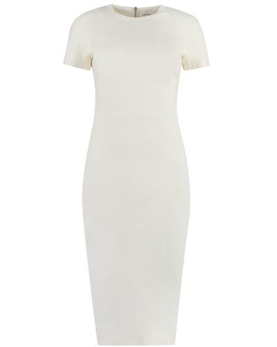 Victoria Beckham Crepe Round-neck Midi Dress - White