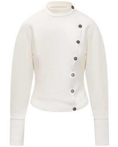 Ferragamo Asymmetrical Buttoned Cardigan - White
