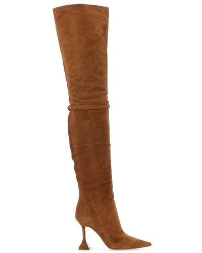 AMINA MUADDI Olivia Thigh-high Heeled Boots - Brown