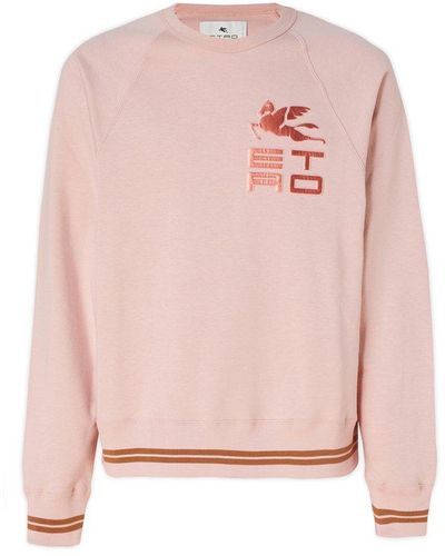 Etro Logo Embroidered Crewneck Sweatshirt - Pink