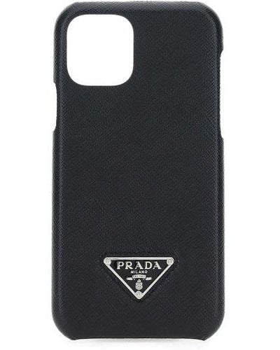Prada Triangle Logo Iphone 11 Pro Case - Black