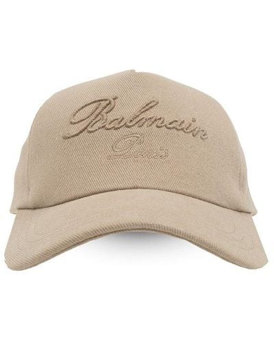 Balmain Logo Signature Embroidered Cap - Natural