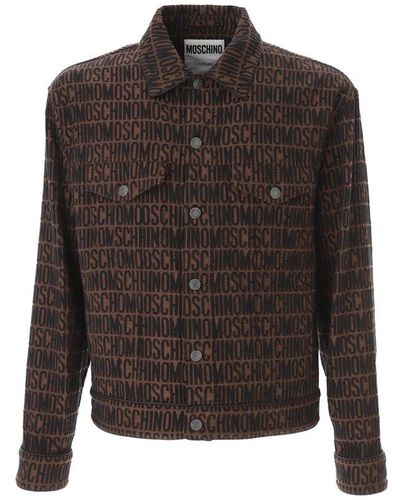 Moschino Monogrammed Buttoned Denim Jacket - Brown