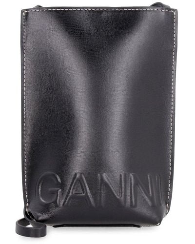 Ganni Logo Embossed Crossbody Bag - Black