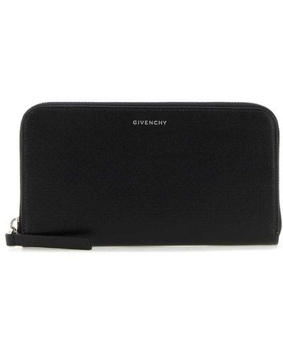 Givenchy Logo Lettering Long Zipped Wallet - Black