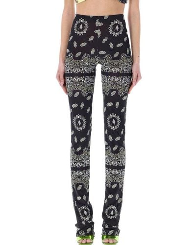 The Attico High-waist Paisley-printed Flared Trousers - Black