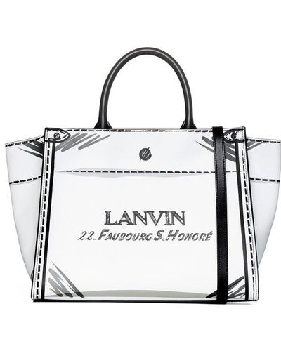 Lanvin Cabas Leather Tote Bag - White