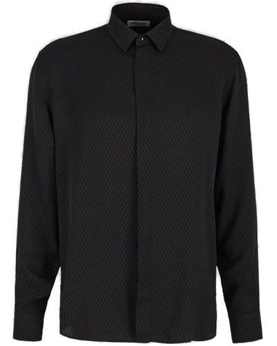 Saint Laurent Buttoned Long-sleeved Shirt - Black
