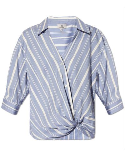 Woolrich Striped V-neck Shirt - Blue