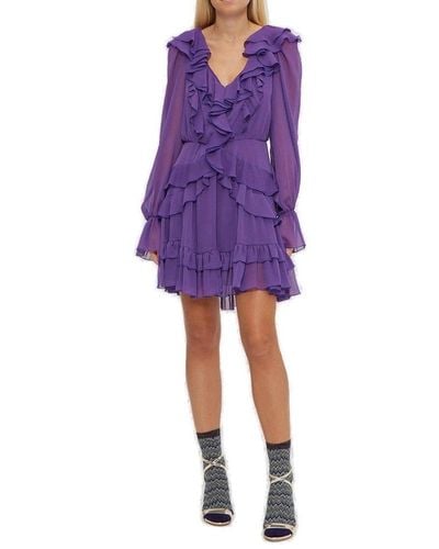 Marco Bologna Ruffled Mini Dress - Purple