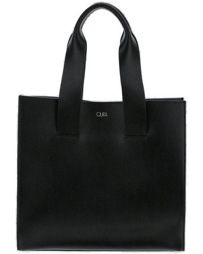Quira Logo Printed Top Handle Bag - Black