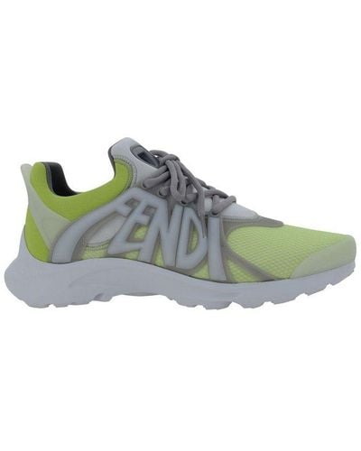 Fendi Tag Lace-up Trainers - Green