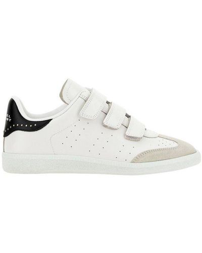 Isabel Marant Beth Crystal-detailed Perforated Suede-trimmed Leather Trainers - White