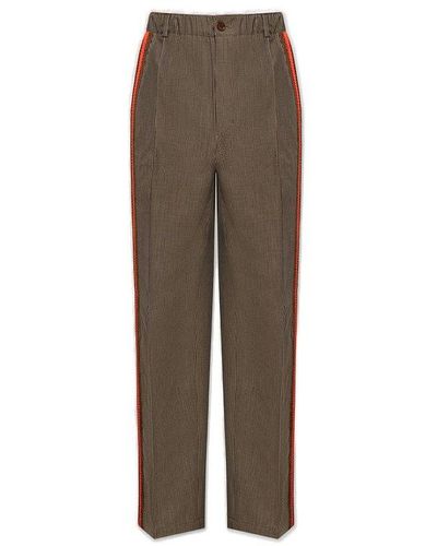 Wales Bonner Side-stripe Houndstooth Elasticated-waist Pants - Natural