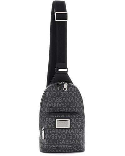 Dolce & Gabbana Crossbody Beltpack With All-over Logo - Black