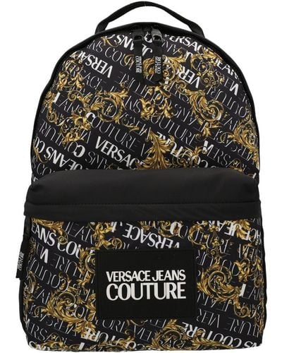 Versace Logo Nylon Backpack - Black