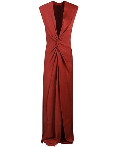 Max Mara Pilard V-neck Sleeveless Dress - Red