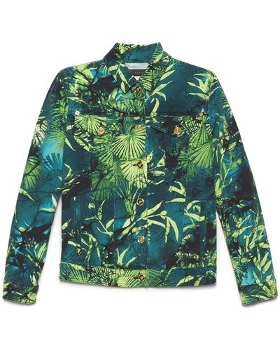 Versace Jungle Print Denim Jacket - Green