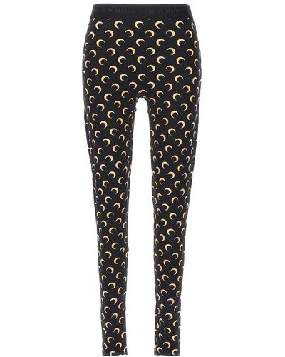 Marine Serre Crescent Moon Printed High-waisted Leggings - Black