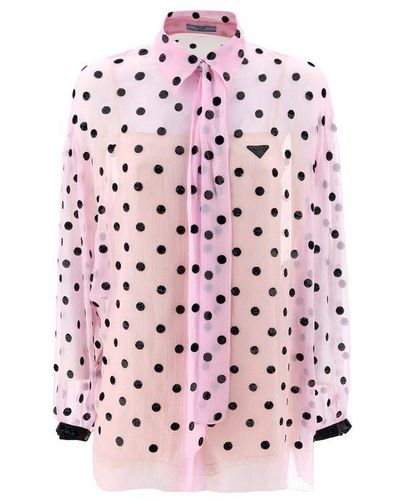 Prada Sequin-embellished Chiffon Shirt - Pink