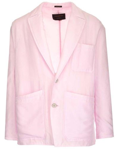Zegna Single Breasted Patch-pocket Blazer - Pink
