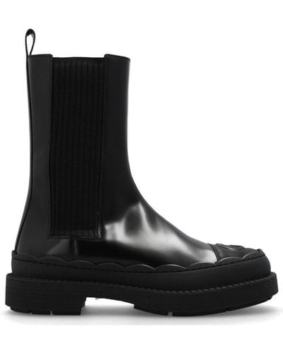 Gucci Leather Ankle Boots With Logo - Black