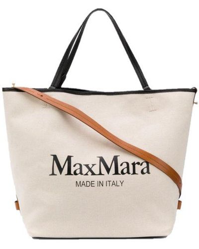 Max Mara Logo Printed Top Handle Bag - Pink