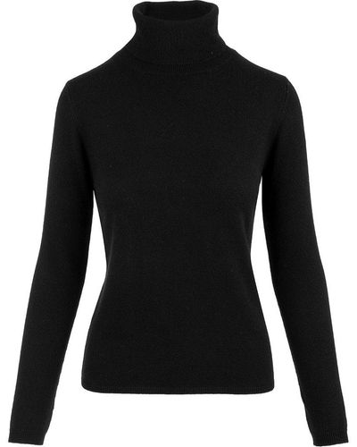 Allude Roll Neck Knitted Sweater - Black