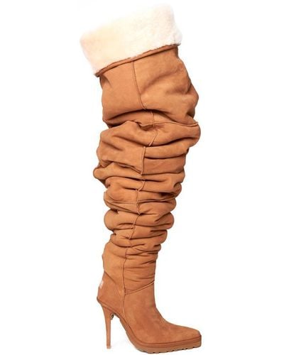 Y. Project X Ugg Slouchy Thigh High Boots - Natural