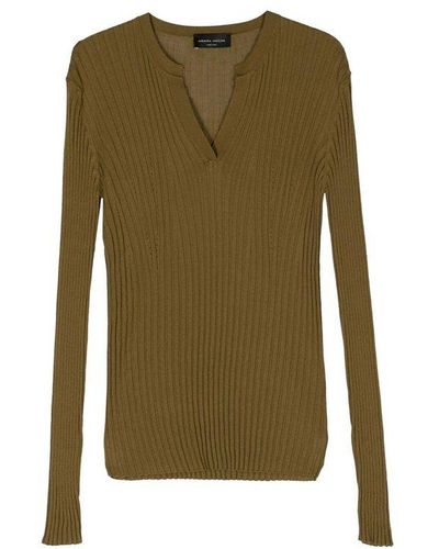 Roberto Collina Ribbed Long-sleeve Top - Green