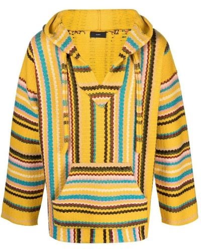 Alanui Striped Enbroidered V-neck Cardigan - Yellow