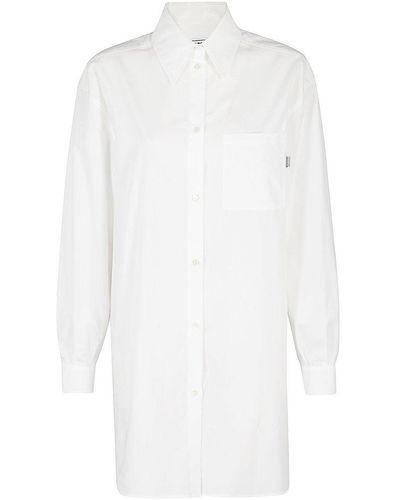 Moschino Jeans Curved Hem Mini Shirt Dress - White