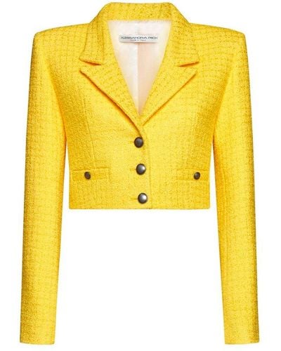 Alessandra Rich Single-breasted Cropped Jacket - Yellow