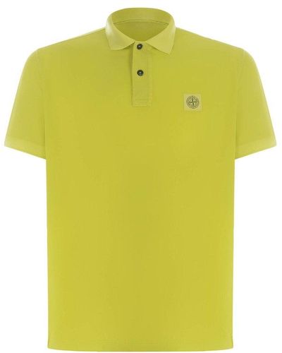 Stone Island Logo Patch Short-sleeved Polo Shirt - Yellow