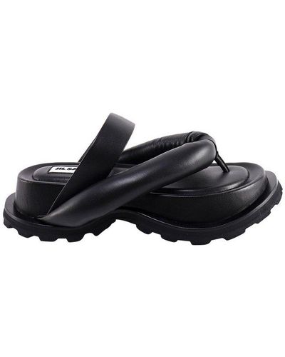 Jil Sander Thong Strapped Platform Sandals - Black